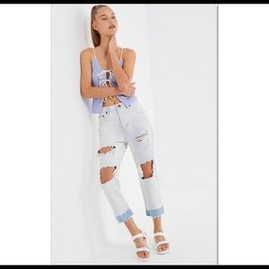 One Teaspoon Relaxed Low Waist Crop Ripped Jeans